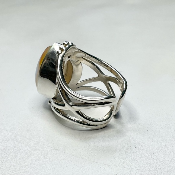 Sajen Sterling Silver Druzy Agate Ring Huge Adjustable - Picture 3 of 10